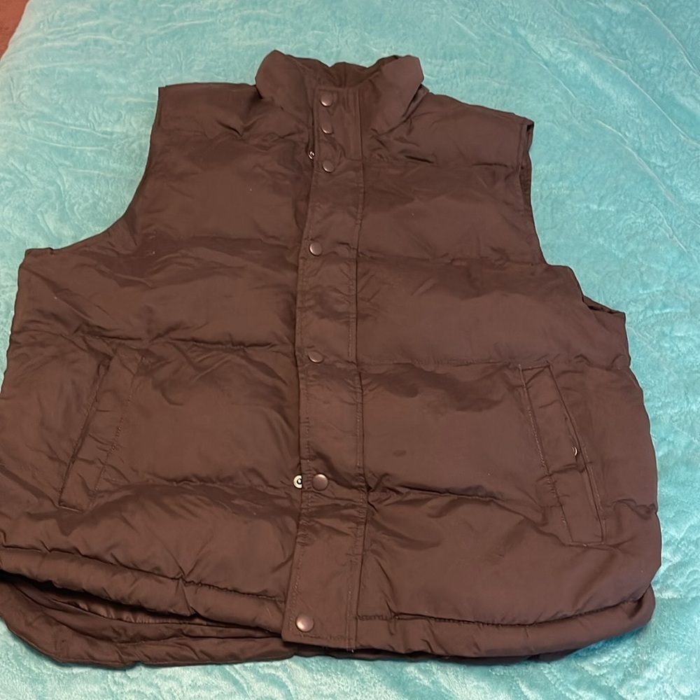 Quilted Puffer Vest Mens Large By St. Johns Bay In Black Polyester With Snap & Z